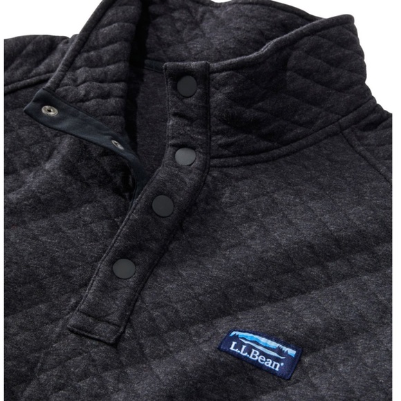 NWT LL Bean Quilted Sweatshirt Men’s S Gray Mock Neck 1/4 Snap - Picture 2 of 12